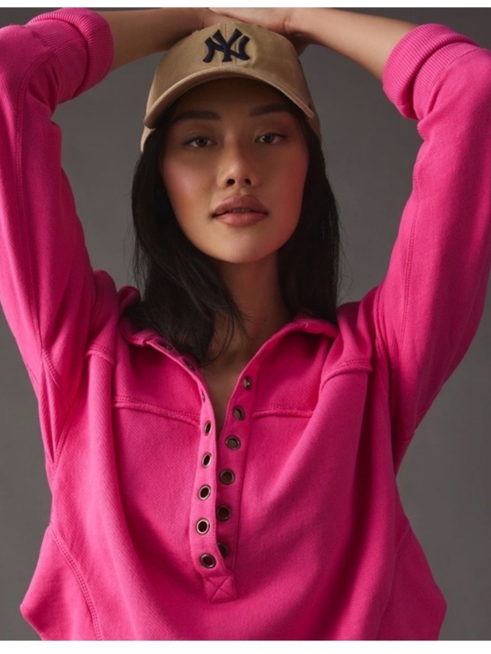 Anthropologie Pilcro Spliced Henley Sweatshirt Pullover